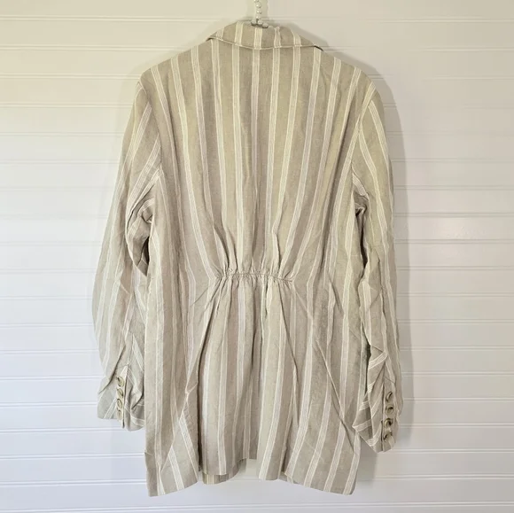 NWT Free People Linen Blend Fern Relaxed Oversized Blazer Dusty Beige Sm… - Picture 6 of 12